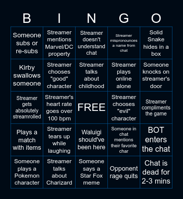 eratheBINGO - SSBU Bingo Card