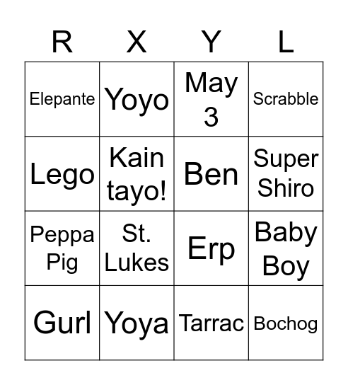 Rxyl Khlyb 7th Birthday Edition Bingo Card