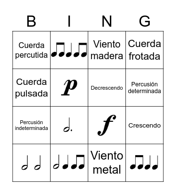 Bingo musical Bingo Card