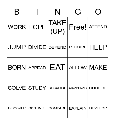 ASLdeafined Verbs 1, 2, 3 and 4 Bingo Card