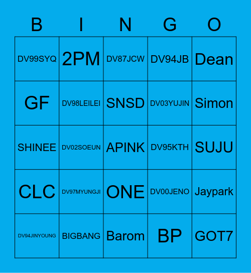 @DV87JCW Bingo Card