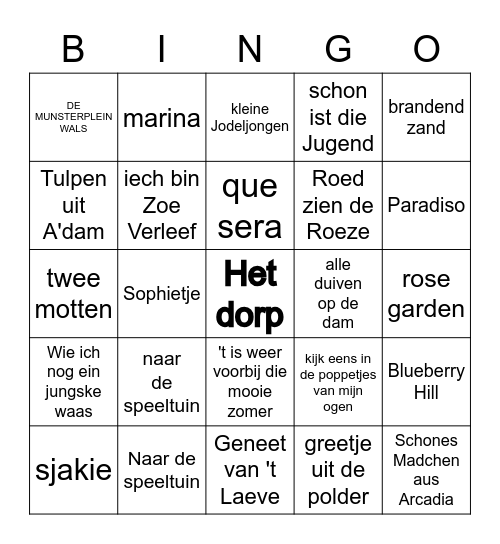 LIEDJES BINGO Card