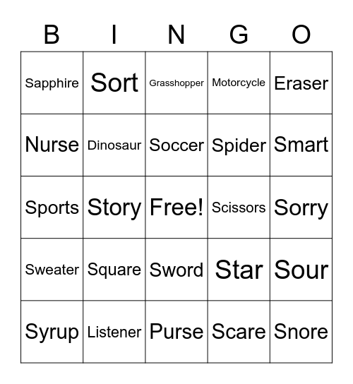 /r/ and /s/ Bingo Card