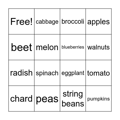 Plants Feed Me Bingo Card