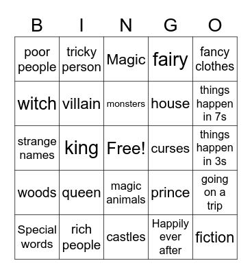 fairy tale bingo Card