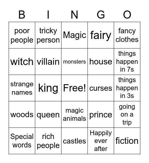 fairy tale bingo Card