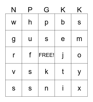 Dillard Family Bingo Card