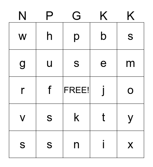 Dillard Family Bingo Card