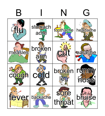 Health problems Bingo Card