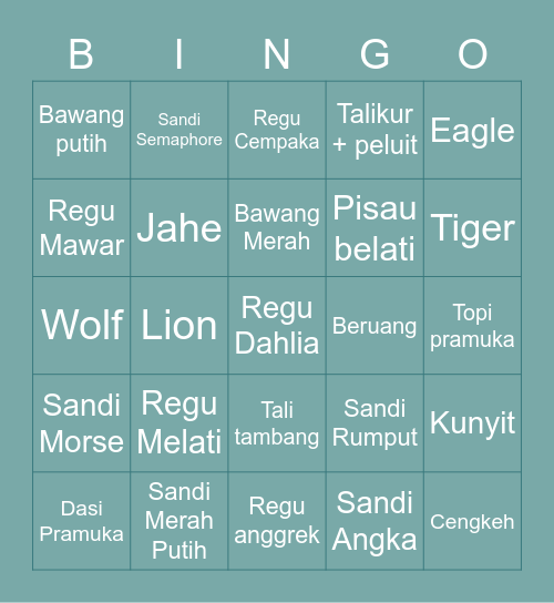 Bismillah Kael Menang Bingo Card