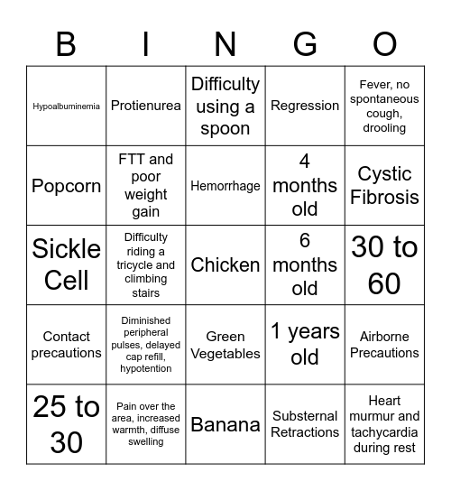 NSG 341 Final Review! Bingo Card