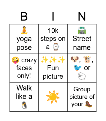 IFS HR Team walk - Picture Bingo Card