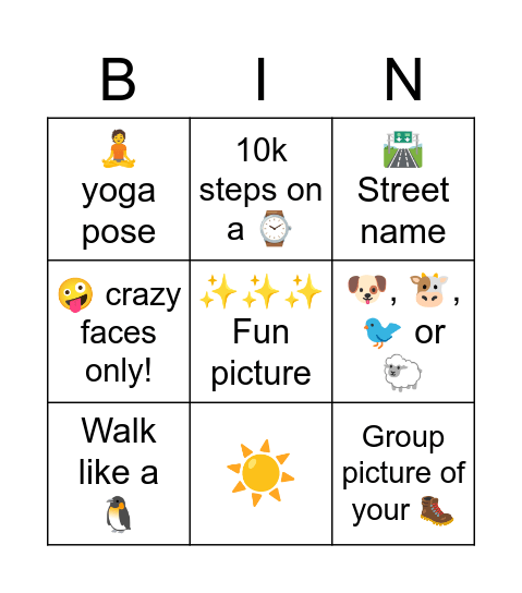 IFS HR Team walk - Picture Bingo Card