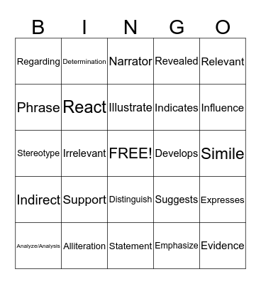 Test Prep Bingo Card
