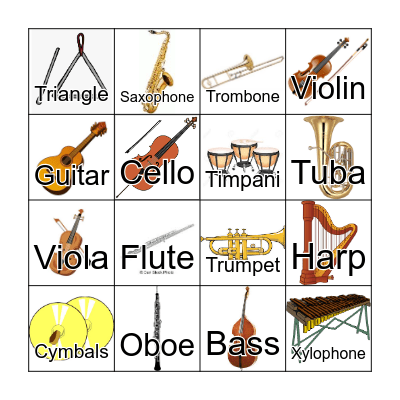 Musical Instrument Bingo! Bingo Card