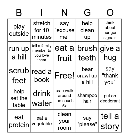 SAM, BROOK, NOAH & JACK BINGO Card