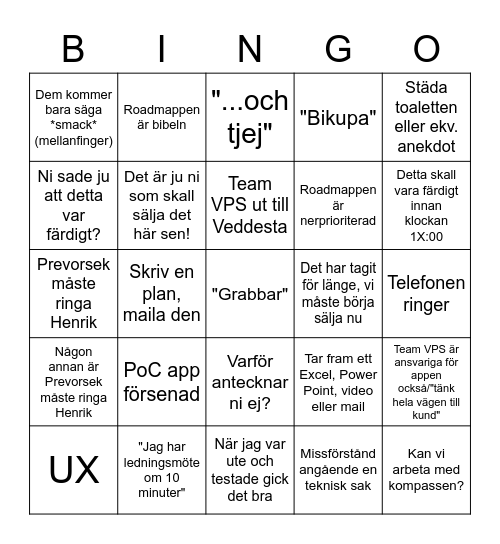 Måndagsmöte bingo Card