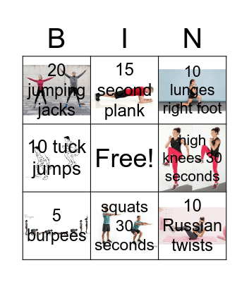 Fitness Bingo Card