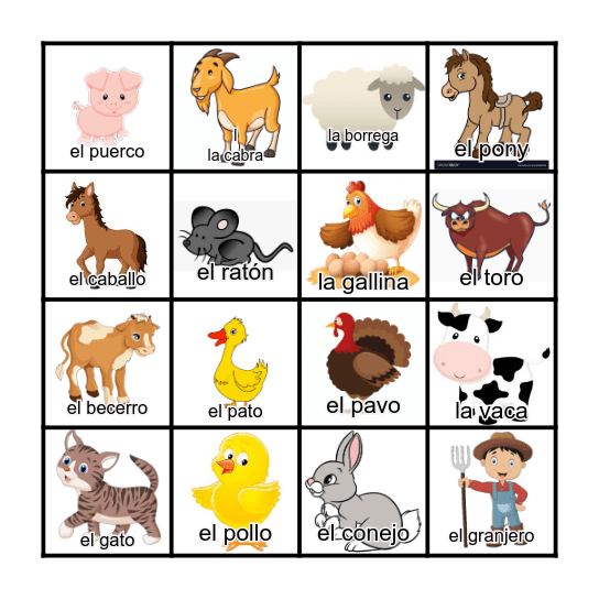 Loteria animales de la granja  Animales de la granja, Loteria de animales,  Animales