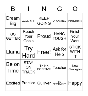 PERSEVERANCE Bingo Card