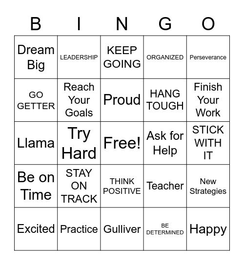 PERSEVERANCE Bingo Card