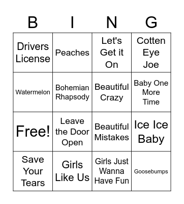 MUSIC BINGO Card
