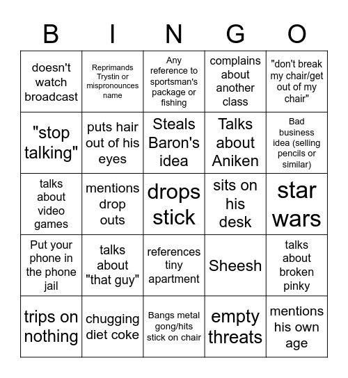 Hansen Bingo Card