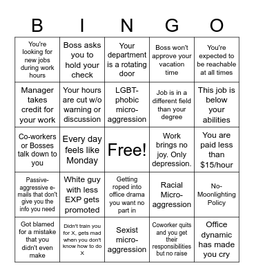 #BINGOANDQUITCHALLENGE Bingo Card
