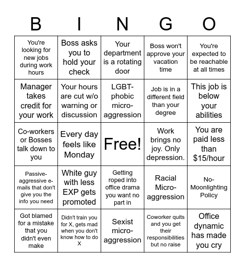 #BINGOANDQUITCHALLENGE Bingo Card