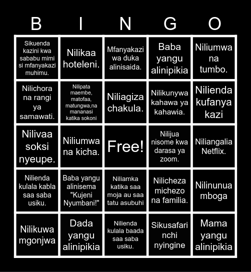 Karantini Bingo Card