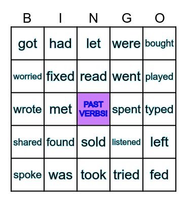 Verbs in past Bingo Card