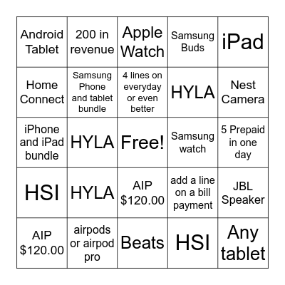 Us Cellular Bingo Card