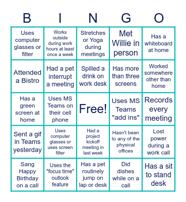 PMO Bingo Card