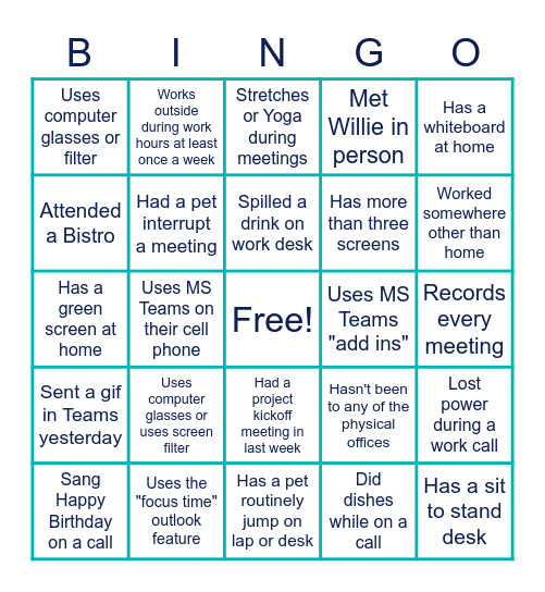 PMO Bingo Card