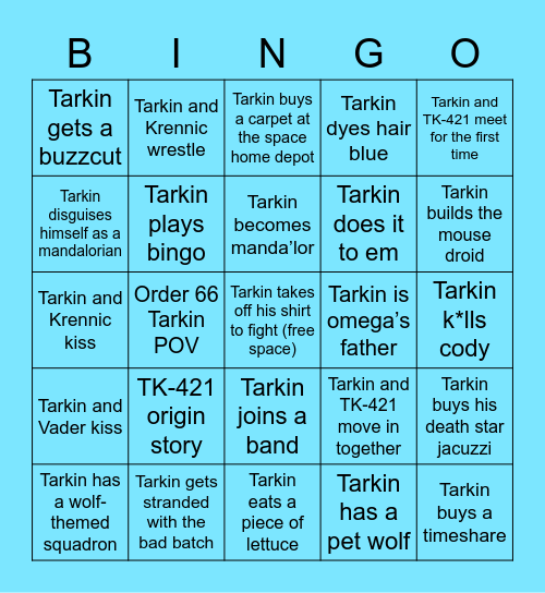 TARKIN BAD BATCH BINGO Card