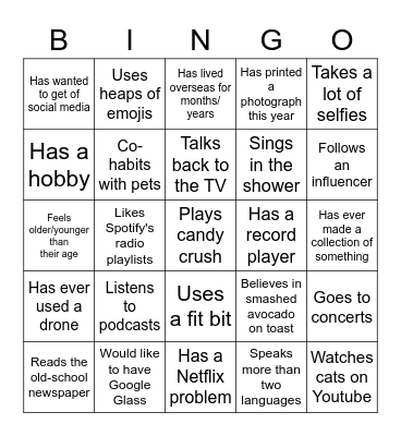 Find someone who... Bingo Card