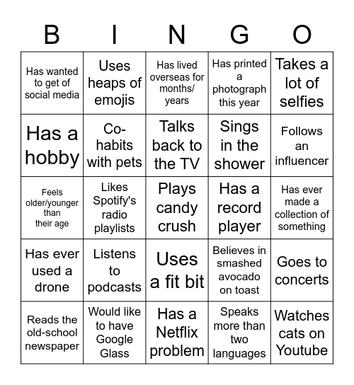 Find someone who... Bingo Card