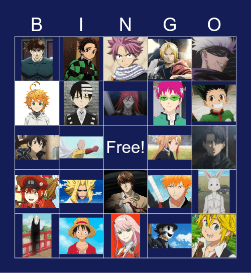 Anime Bingo (Blue) Bingo Card