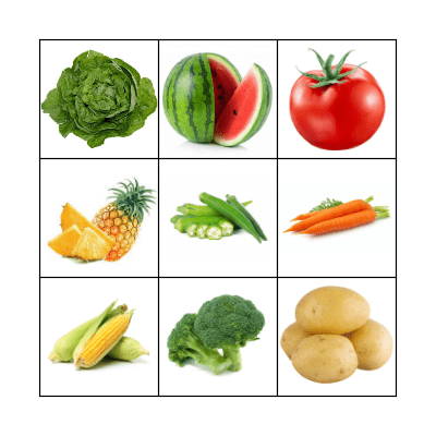 Fruits and Veggies Bingo Card