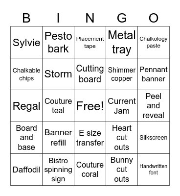 Chalk Couture Bingo Card
