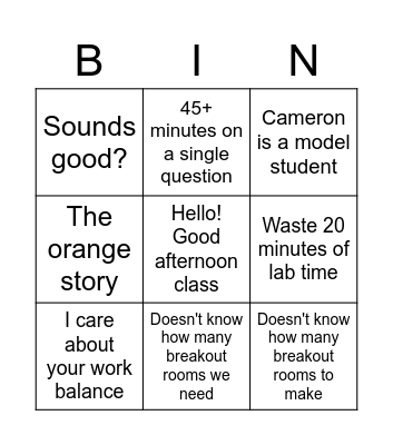 Physics Bingo Card