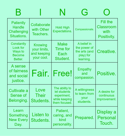 Teacher Appreciation Quotes Bingo Card