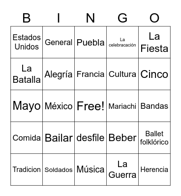 Cinco de Mayo - Bingo Card