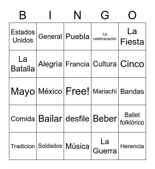 Cinco de Mayo - Bingo Card