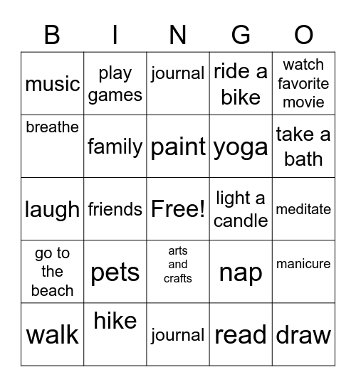 To Your Mental Health! Bingo Card