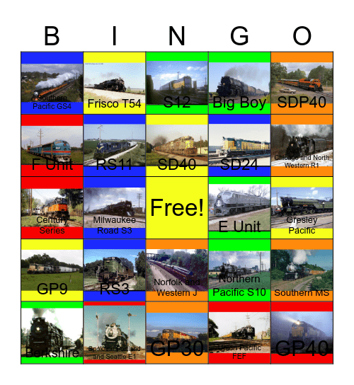 Burlington Northern and the Chicago and North Western Bingo Card