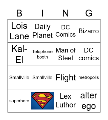 SUPERMAN Bingo Card