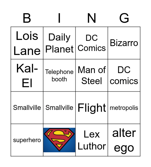 SUPERMAN Bingo Card