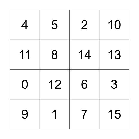 Number Bingo Card