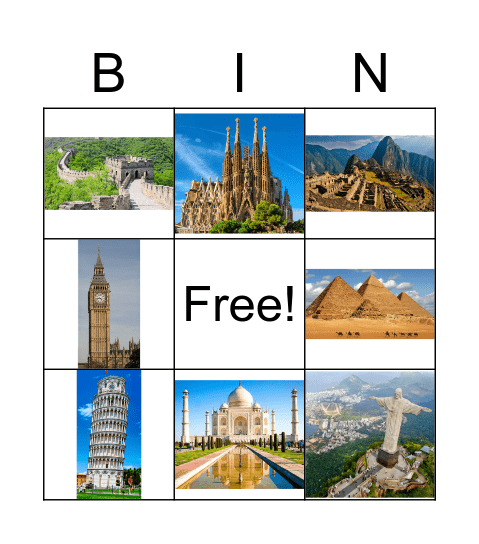 Landmarks of the world Bingo Card